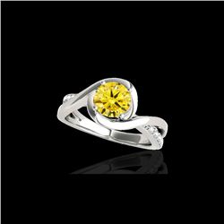 1.15 ctw Certified SI/I Fancy Intense Yellow Diamond Ring 10K White Gold