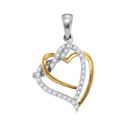 10kt Two-tone White Gold Round Diamond Heart Pendant 1/6 Cttw