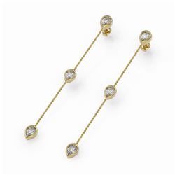 4.5 ctw Pear Cut Diamond Station Earrings 18K Yellow Gold