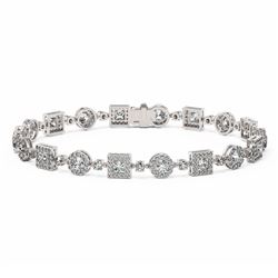 9 ctw Princess Cut Diamond Designer Bracelet 18K White Gold