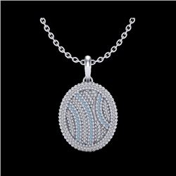 1 ctw Micro Pave Blue & White VS/SI Diamond Necklace 14K White Gold