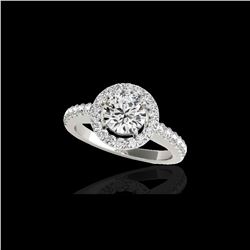 1.65 ctw Certified Diamond Solitaire Halo Ring 10K White Gold