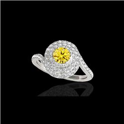 2.11 ctw Certified SI/I Fancy Intense Yellow Diamond Ring 10K White Gold