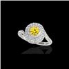 Image 1 : 2.11 ctw Certified SI/I Fancy Intense Yellow Diamond Ring 10K White Gold