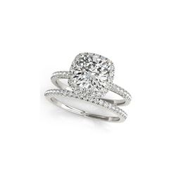 0.93 ctw Certified VS/SI Cushion Diamond 2pc Set Ring Halo 14K White Gold