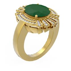 7.72 ctw Emerald & Diamond Ring 18K Yellow Gold