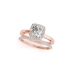 0.83 ctw Certified VS/SI Diamond 2pc Wedding Set Halo 14K Rose Gold
