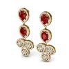 Image 2 : 9.75 ctw Designer Ruby & VS Diamond Earrings 18K Yellow Gold