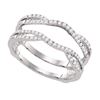 Image 1 : 14kt White Gold Round Diamond Wrap Ring Guard Enhancer Wedding Band 1/3 Cttw