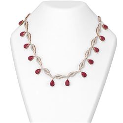 44.99 ctw Ruby & Diamond Necklace 18K Rose Gold