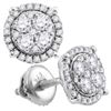 Image 1 : 10kt White Gold Round Diamond Circle Cluster Earrings 3/4 Cttw