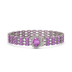 21.49 ctw Amethyst & Diamond Bracelet 14K White Gold