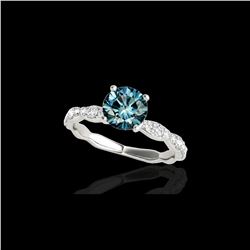 1.4 ctw SI Certified Fancy Blue Diamond Solitaire Ring 10K White Gold