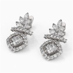 5.09 ctw Princess and Marquise Diamond Earrings 18K White Gold