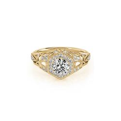 0.9 ctw Certified VS/SI Diamond Halo Ring 18K Yellow Gold