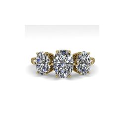 2.0 ctw Past Present Future VS/SI Oval Diamond Ring 18K Yellow Gold