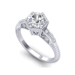 1.17 ctw VS/SI Diamond Solitaire Art Deco Ring 18K White Gold