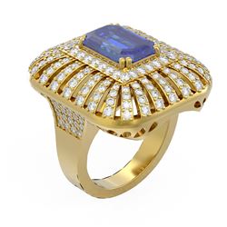 7.27 ctw Tanzanite & Diamond Ring 18K Yellow Gold