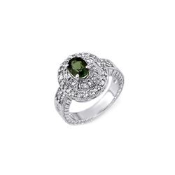 1.73 ctw Green Tourmaline & Diamond Ring 18K White Gold