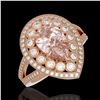 Image 1 : 4.22 ctw Certified Morganite & Diamond Victorian Ring 14K Rose Gold