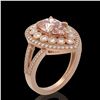 Image 2 : 4.22 ctw Certified Morganite & Diamond Victorian Ring 14K Rose Gold
