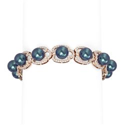 4.45 ctw Diamond and Pearl Bracelet 18K Rose Gold