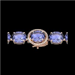 75 ctw Tanzanite & Micro Pave Diamond Bracelet 14K Rose Gold