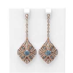 4.19 ctw Aquamarine & Diamond Earrings 18K Rose Gold