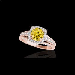 1.75 ctw Certified SI/I Fancy Intense Yellow Diamond Ring 10K Rose Gold
