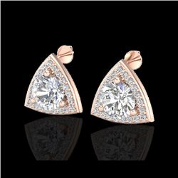 3 ctw Micro Pave VS/SI Diamond Certified Stud Earrings 14K Rose Gold