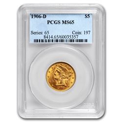 1906-D $5 Liberty Gold Half Eagle MS-65 PCGS