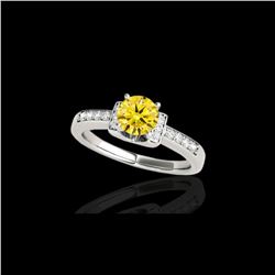 1.11 ctw Certified SI Fancy Yellow Diamond Solitaire Ring 10K White Gold
