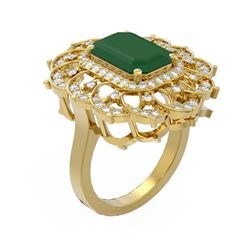 6.75 ctw Emerald & Diamond Ring 18K Yellow Gold