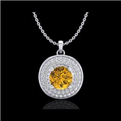 1.25 ctw Intense Fancy Yellow Diamond Art Deco Necklace 18K White Gold