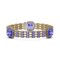 36.34 ctw Tanzanite & Diamond Bracelet 14K Yellow Gold