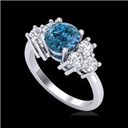 2.1 ctw Intense Blue Diamond Engagement Ring 18K White Gold