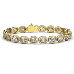 15.20 ctw Oval Cut Diamond Micro Pave Bracelet 18K Yellow Gold