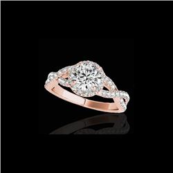 1.54 ctw Certified Diamond Solitaire Halo Ring 10K Rose Gold