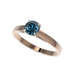 .76 ctw Certified Intense Blue Diamond Engagement Ring 10K Rose Gold