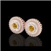 Image 1 : 2.61 ctw Intense Fancy Yellow Diamond Art Deco Earrings 18K Rose Gold