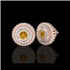 Image 2 : 2.61 ctw Intense Fancy Yellow Diamond Art Deco Earrings 18K Rose Gold