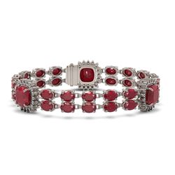 40.35 ctw Ruby & Diamond Bracelet 14K White Gold