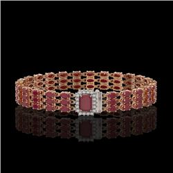 28.74 ctw Ruby & Diamond Bracelet 14K Rose Gold