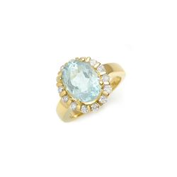 4.65 ctw Aquamarine & Diamond Ring 10K Yellow Gold