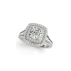 1.65 ctw Certified VS/SI Diamond Halo Ring 18K White Gold