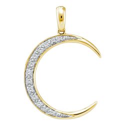 14kt Yellow Gold Round Diamond Crescent Moon Pendant 1/6 Cttw