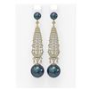 Image 1 : 3.2 ctw Diamond and Pearl Earrings 18K Yellow Gold