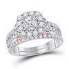 Image 1 : 14kt Two-tone Gold Round Diamond Bridal Wedding Engagement Ring Band Set 1-1/2 Cttw