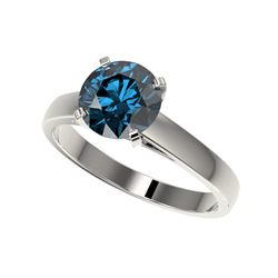 2 ctw Certified Intense Blue Diamond Engagement Ring 10K White Gold
