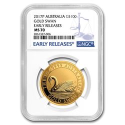 2017 Australia 1 oz Gold Swan MS-70 NGC (ER)